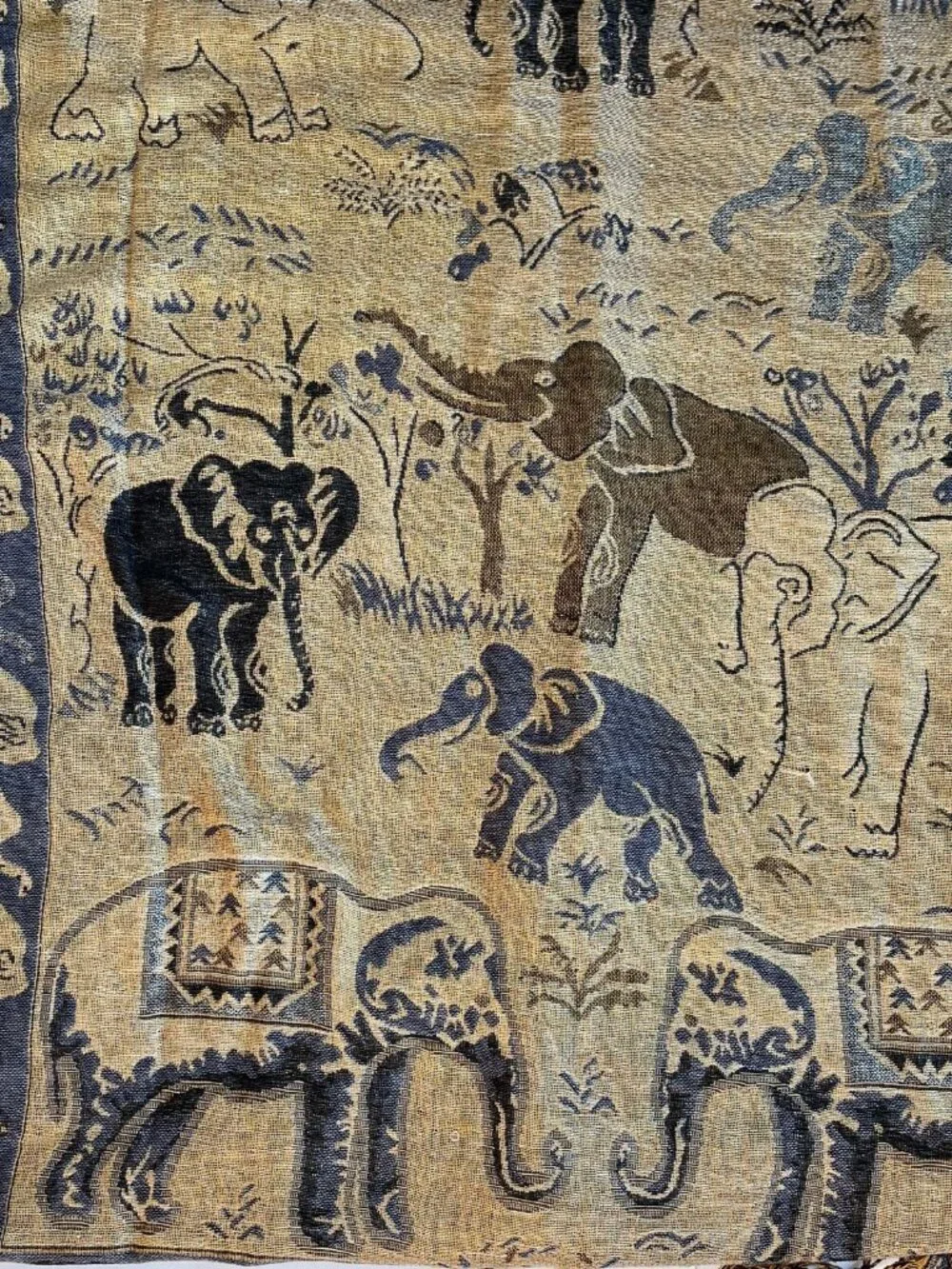 100% Pashmina Cashmere Elephant Scarf Tassel 66